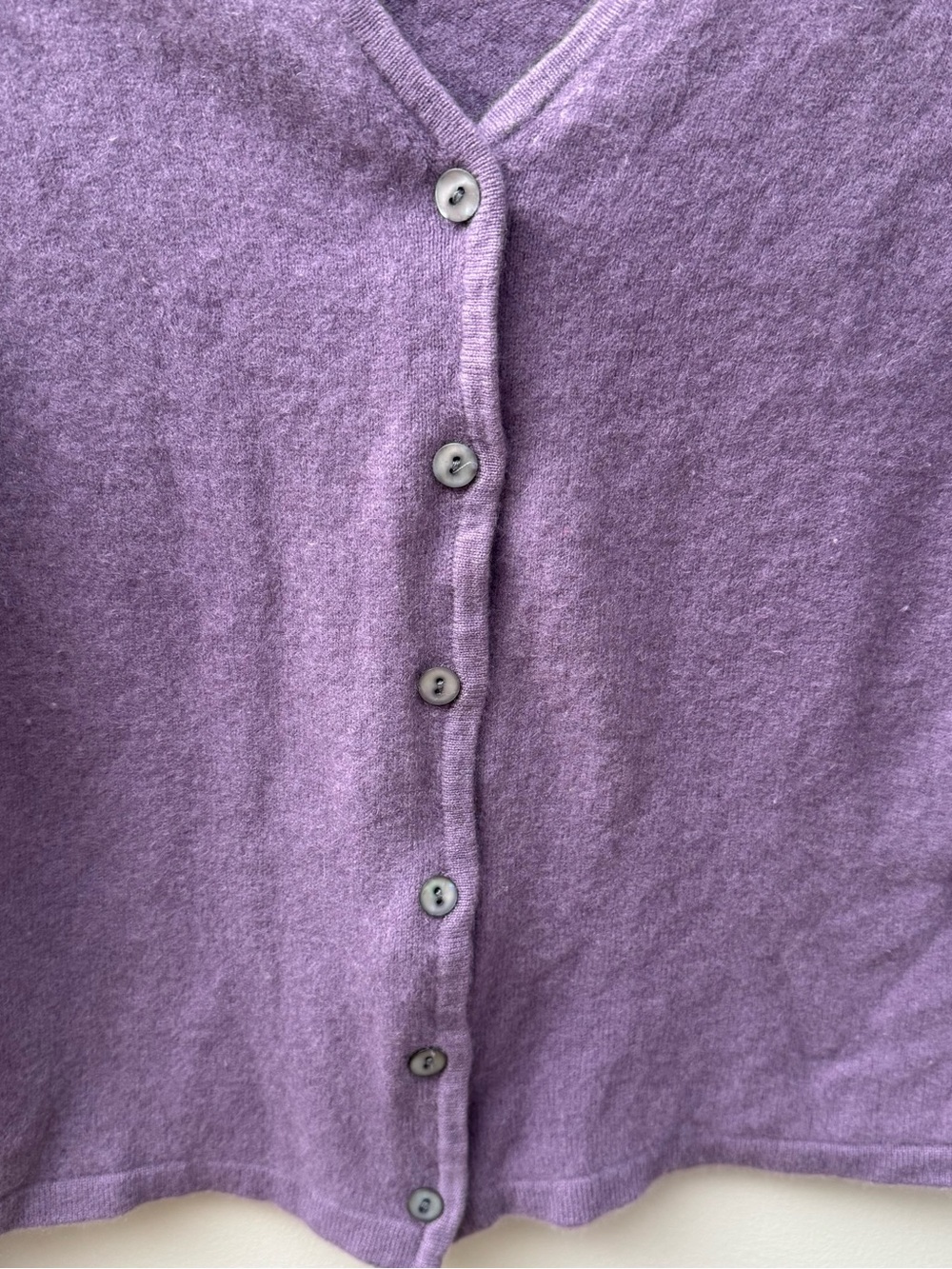 Purple V-Neck Cashmere Button Cardigan Sweater - Picture 3 of 7